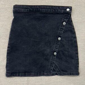 Size 0‎ Free People We The Free Women’s Black Denim Wrap Mini Short Skirt
